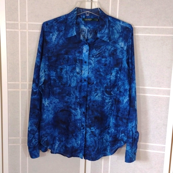 Ralph Lauren Tops - Ralph Lauren tissue cotton/silk button-down shirt XL